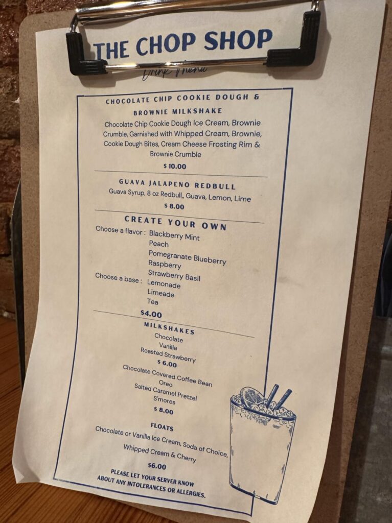 Chop Shop Menu 1